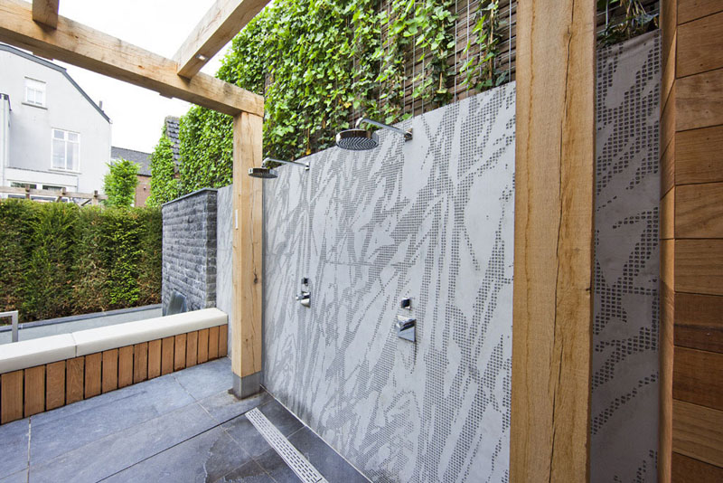 An urban outdoor shower