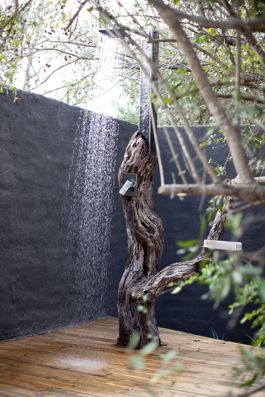 Beautiful outdoor shower combines the best of modern and rustic