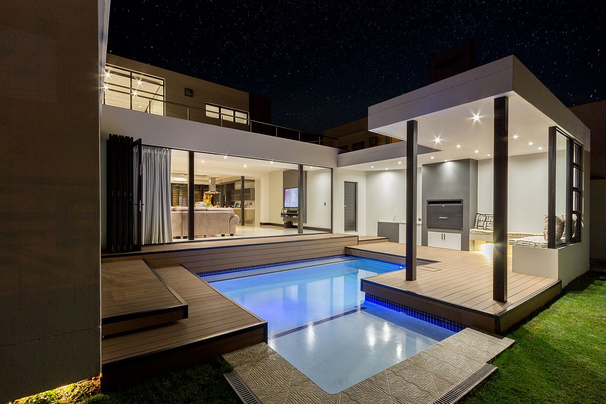Central courtyard and pool area of the Johannesburg home