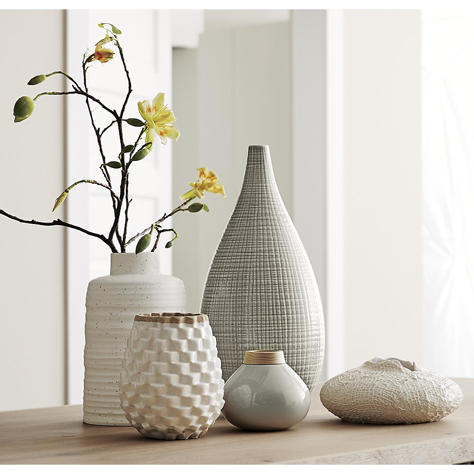 Collection of white textural vases