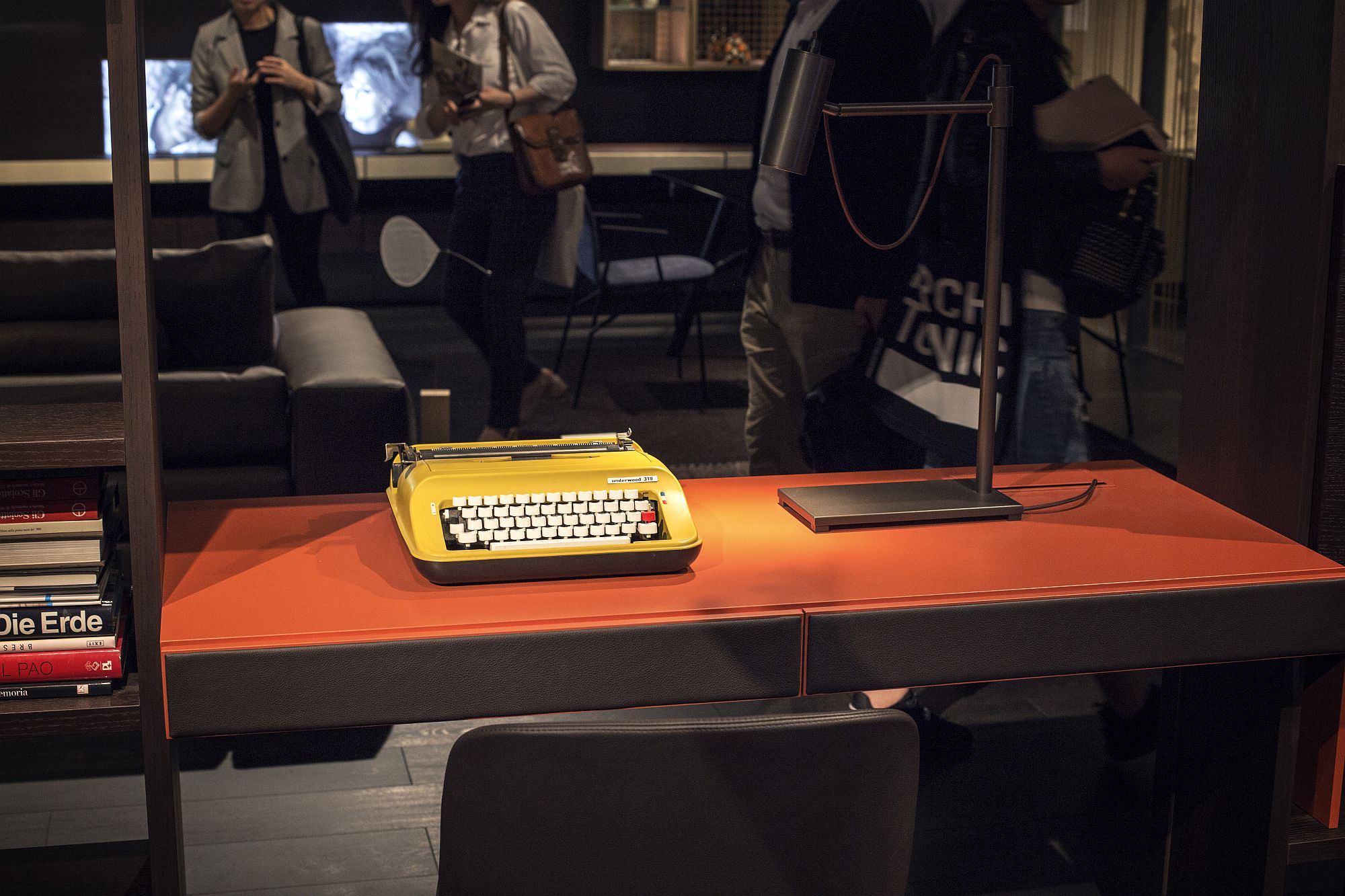 Contemporary home office workstation in black and orange