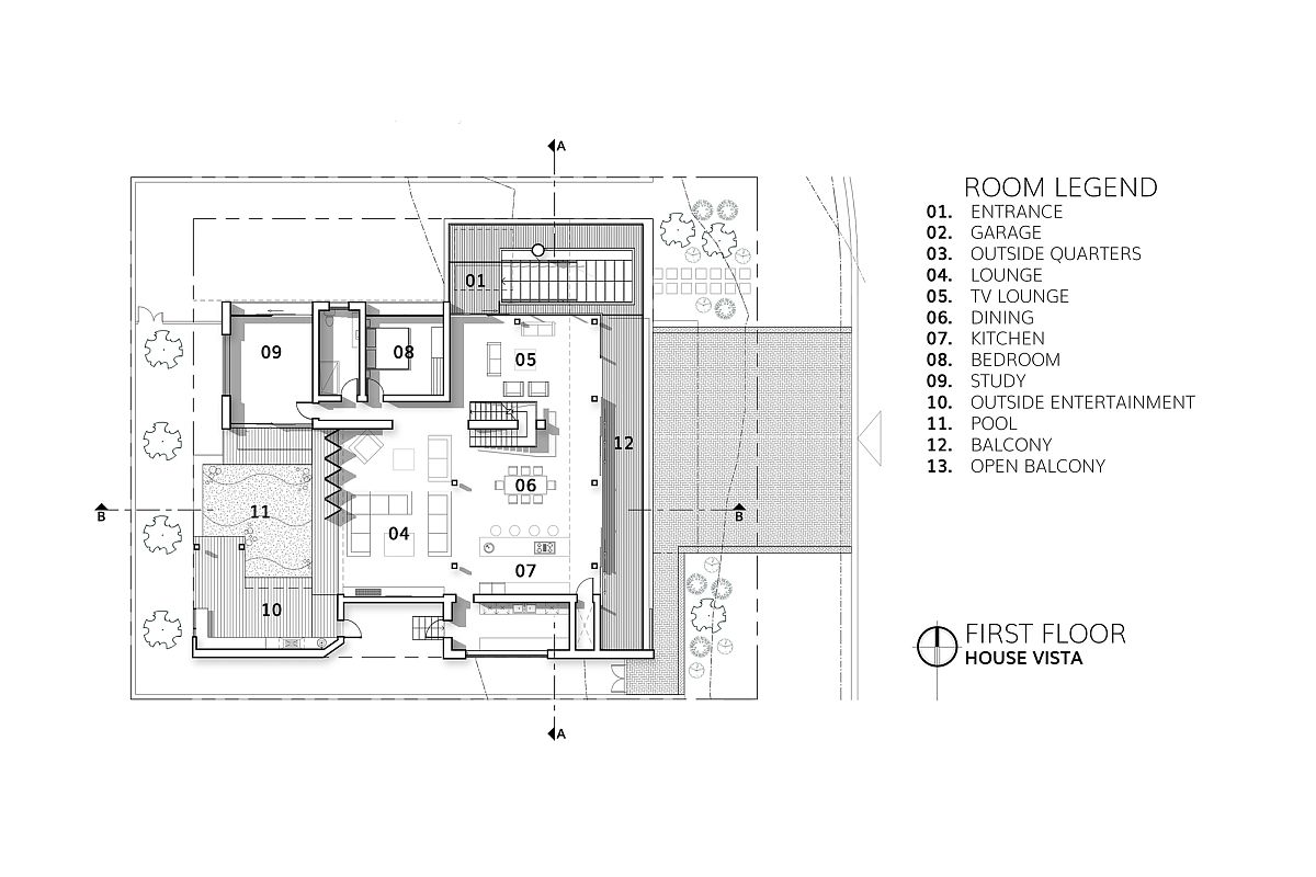 First level plan of the Johannesburg home