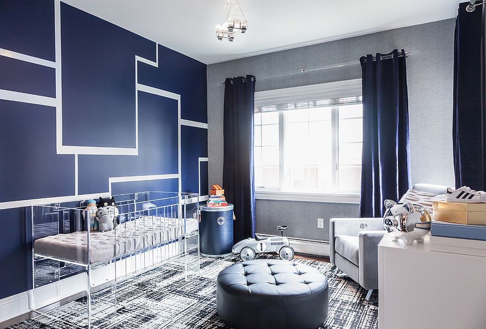 Gorgeous contemporary boys' nursery in striking blue