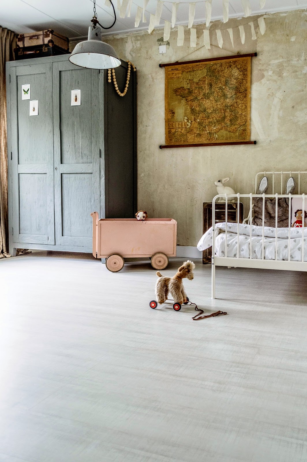 Kids bedroom with classic vintage toys on display