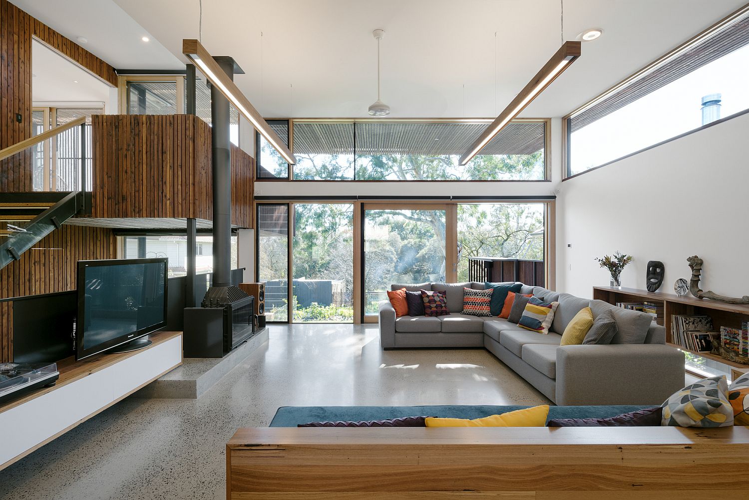 Light-filled split level interior of the Aussie home