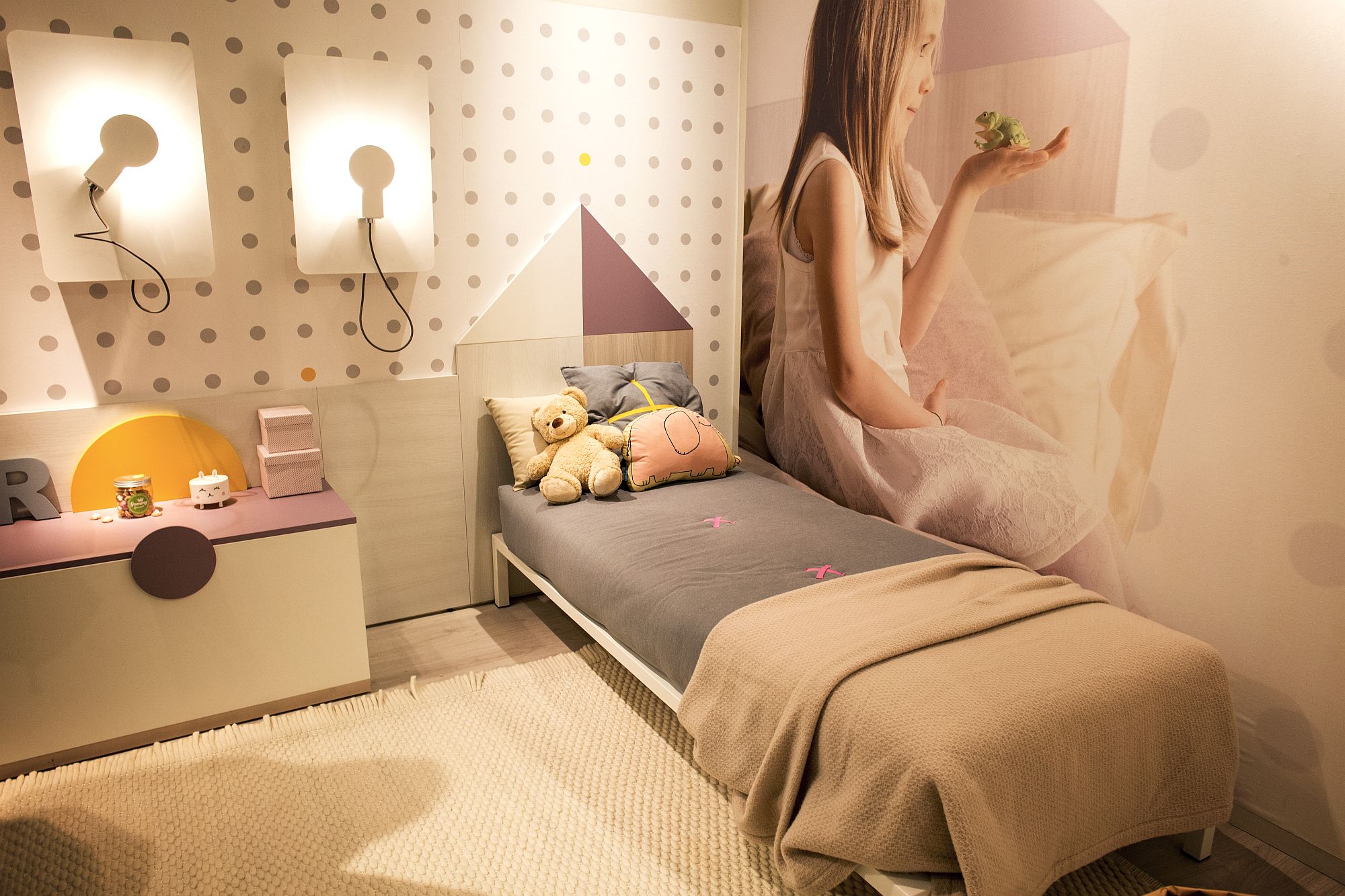 Modern girls' bedroom with fun patterns