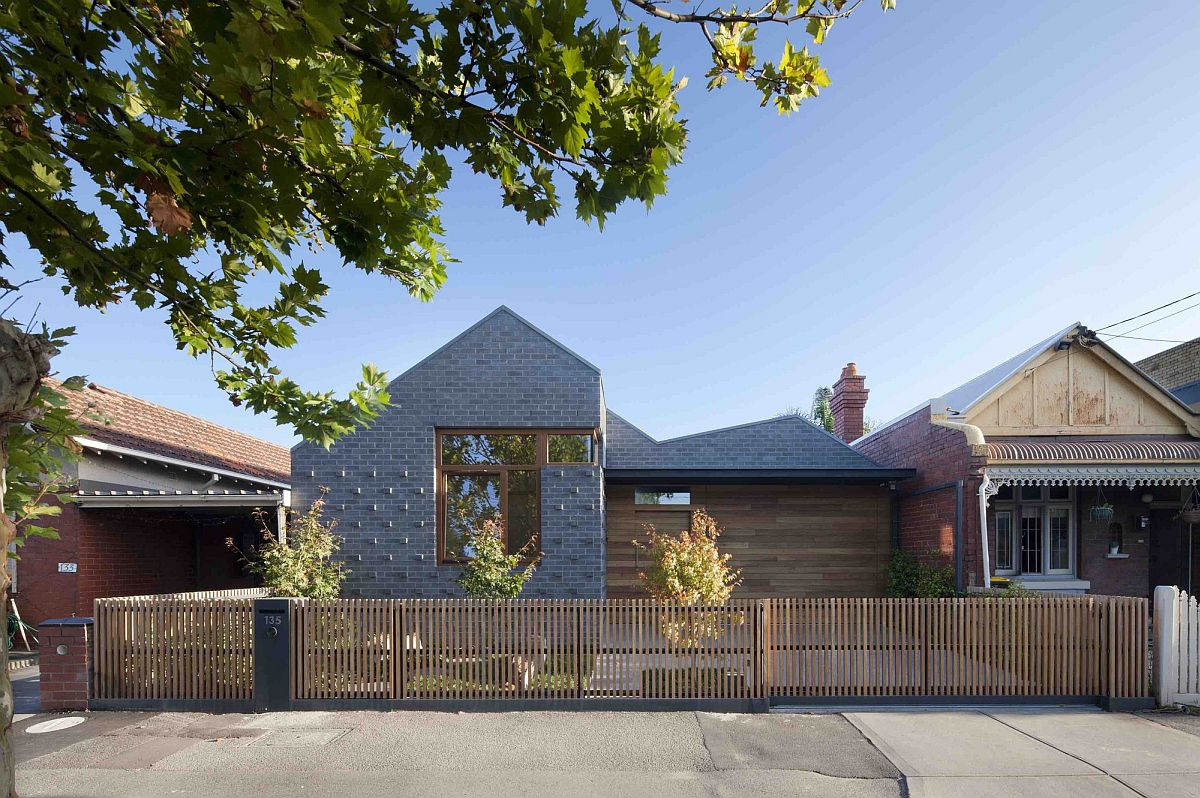 Modest street facade of the House in House