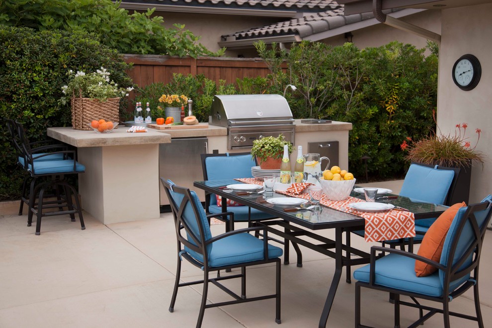 Outdoor kitchen with a natural texture of raw stone