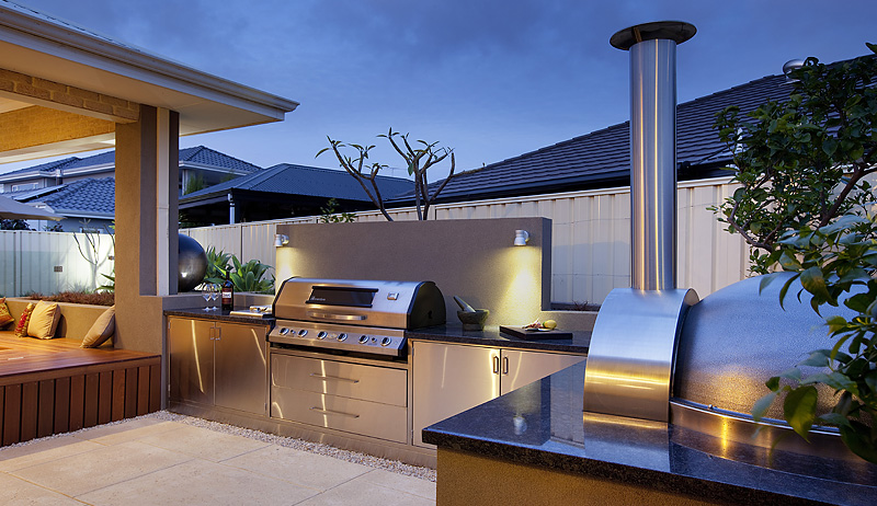 Outdoor kitchen with a sophisticated ambiance