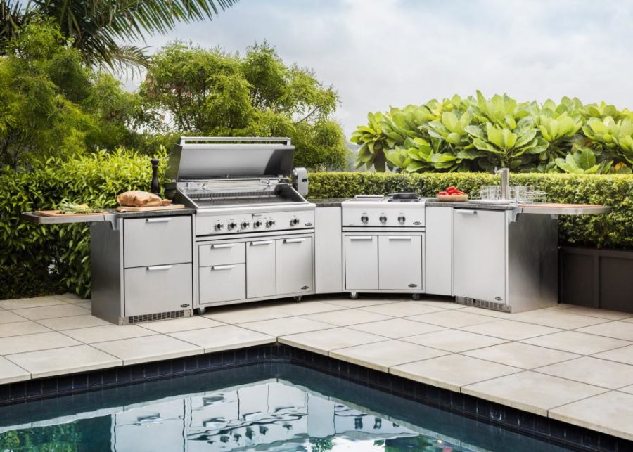 Outdoor kitchen with an industrial style