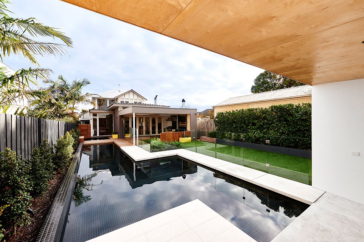 Pool area and deck of the revamped Aussie home