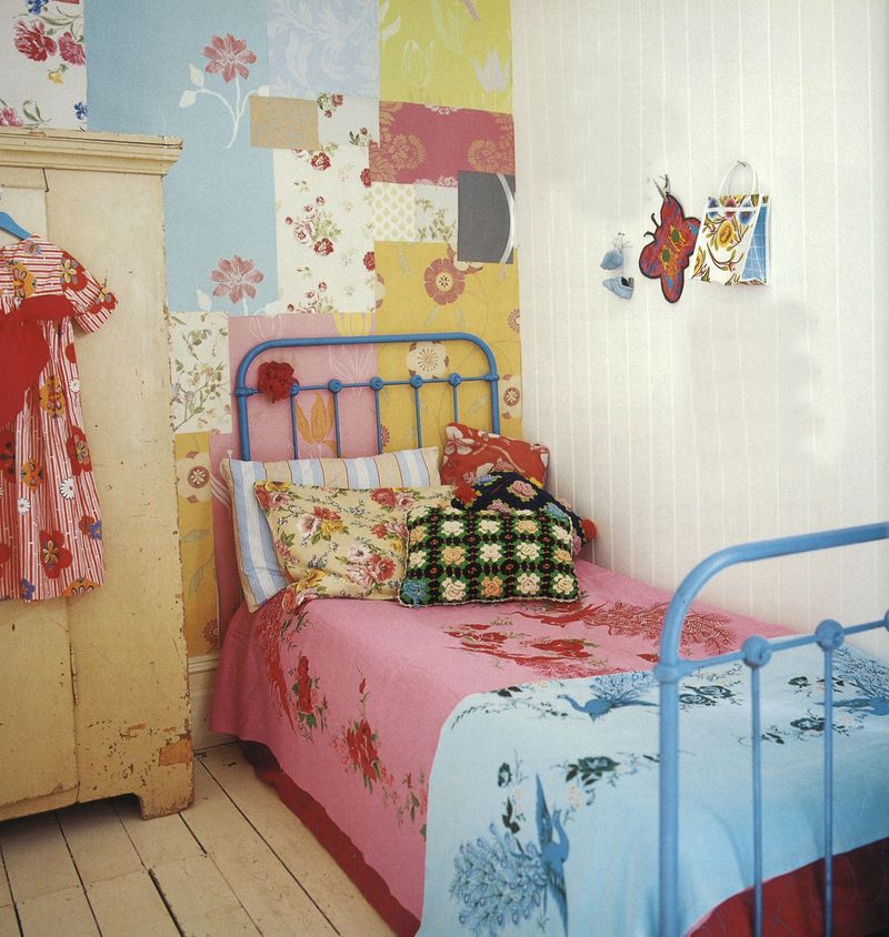 Rustic and old-fashioned kids bedroom with a variety of colors