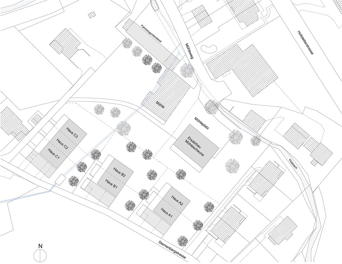 Site plan of the converted barn apartments in Switzerland