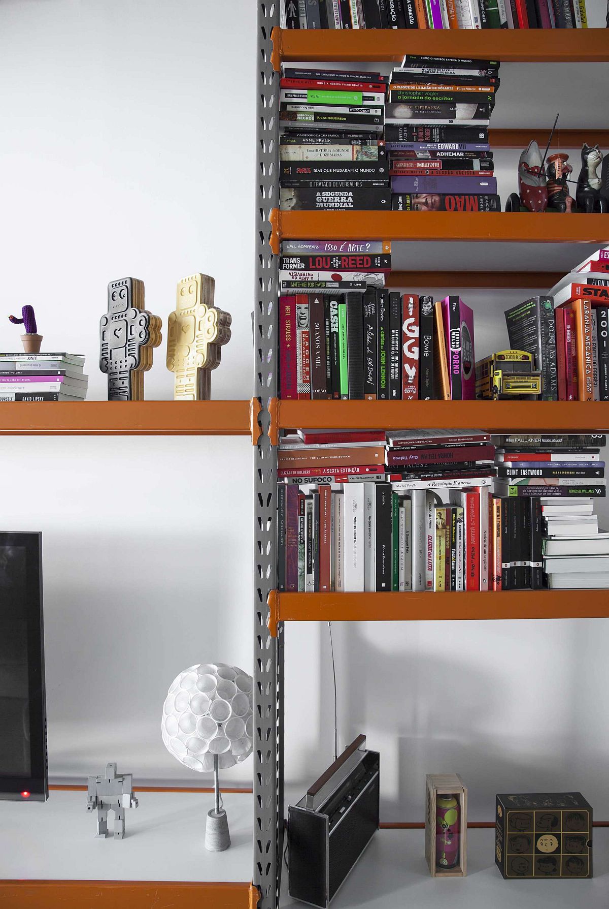 Snazzy bookshelf adds color to the interior