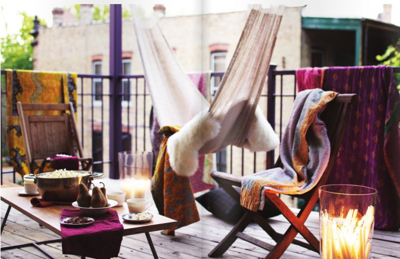 Tiny purple balcony with youthful personality