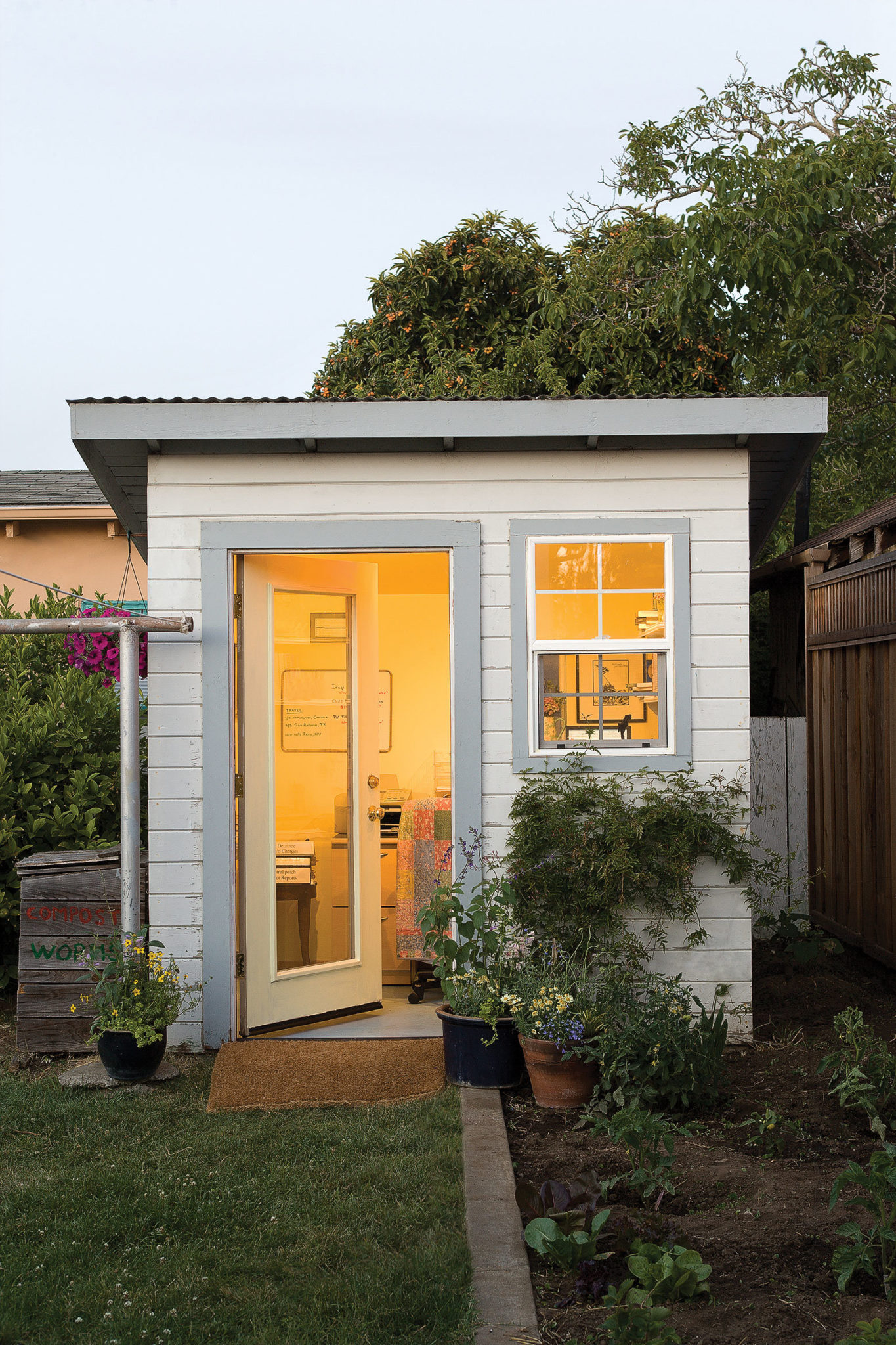 White and gray modern garden shed
