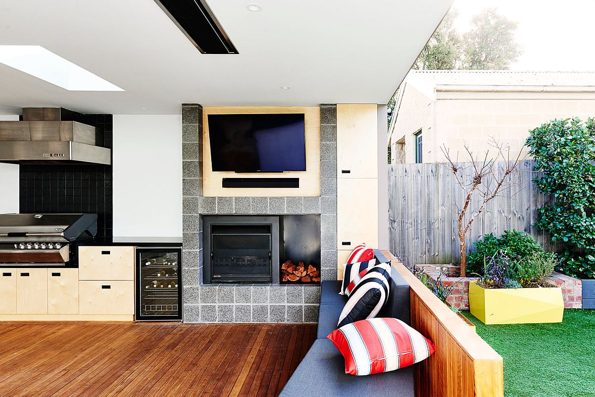 Wooden deck with barbecue and sitting area