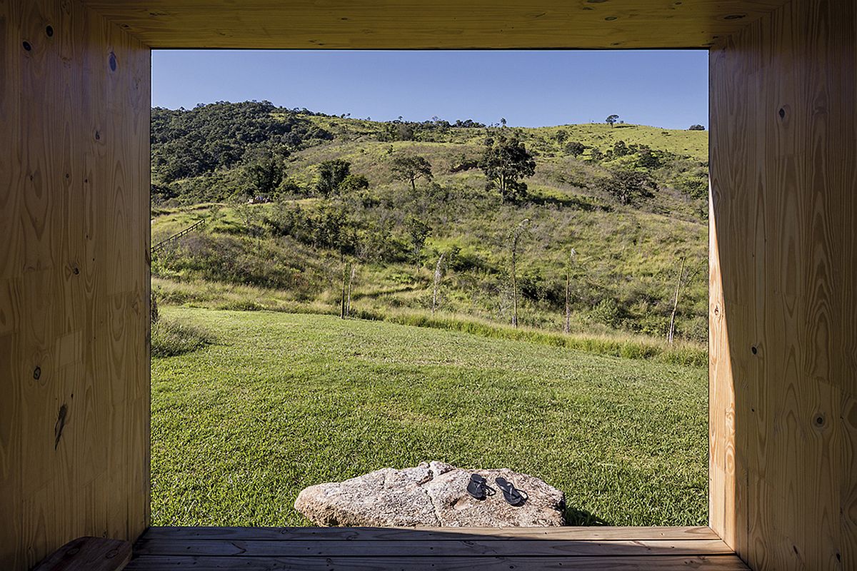 Wooden walls and window seat of the exqusite prefab