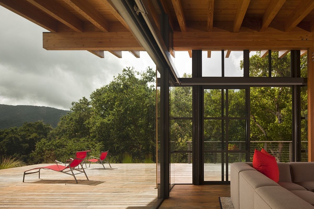 Captivating views of San Clemente Mountains and Los Padres National Forest from the timber deck