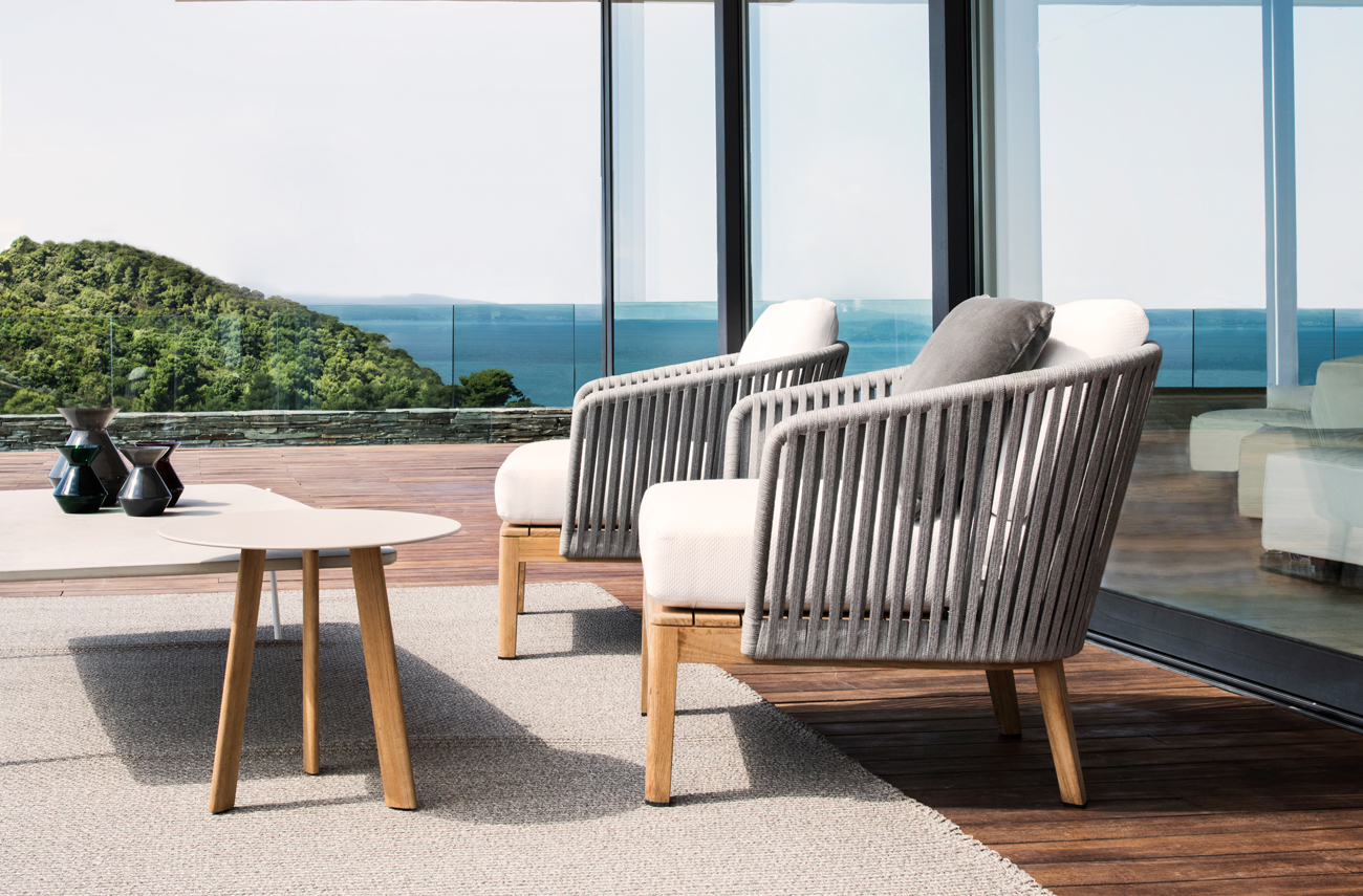 Comfortable and contemporary outdoor club chairs from Tribu