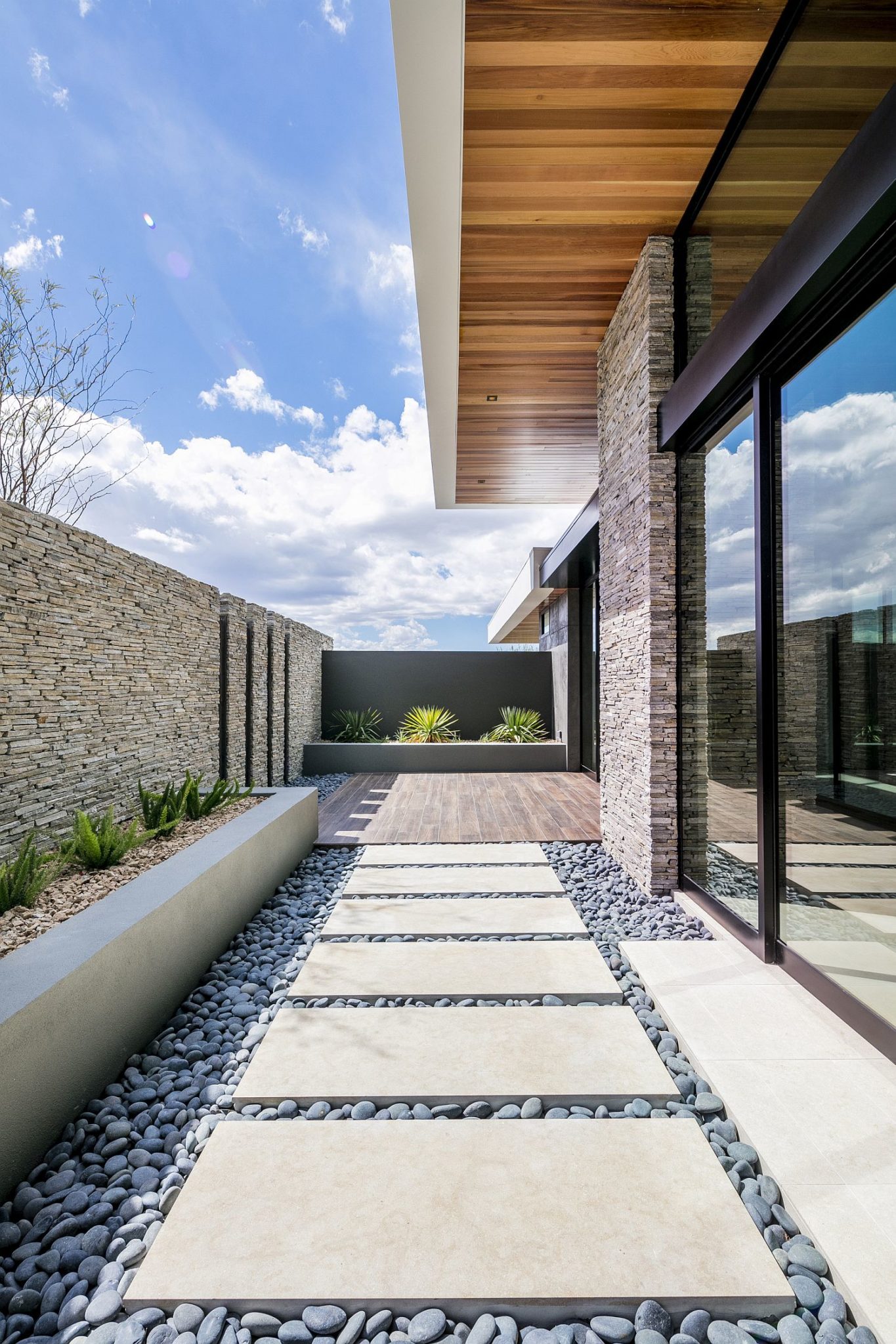 Curated landscape around the Nevada home