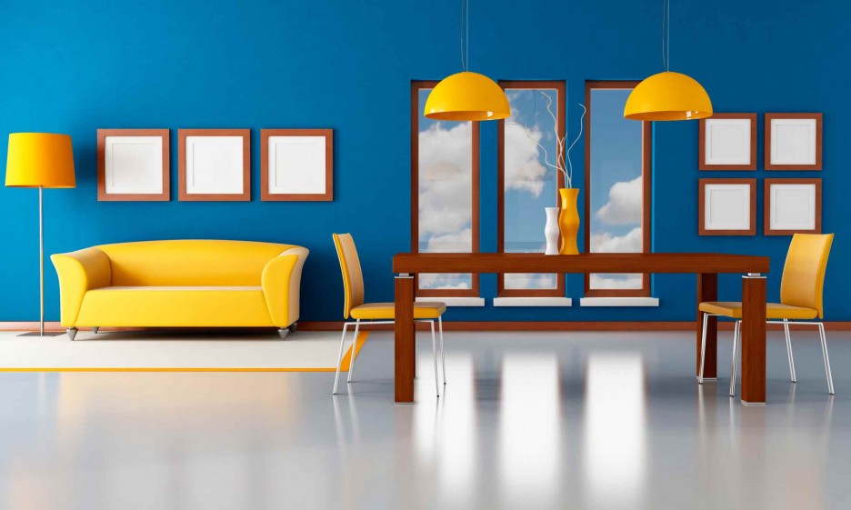 Energetic-but-balanced-interior-of-yellow-and-blue-