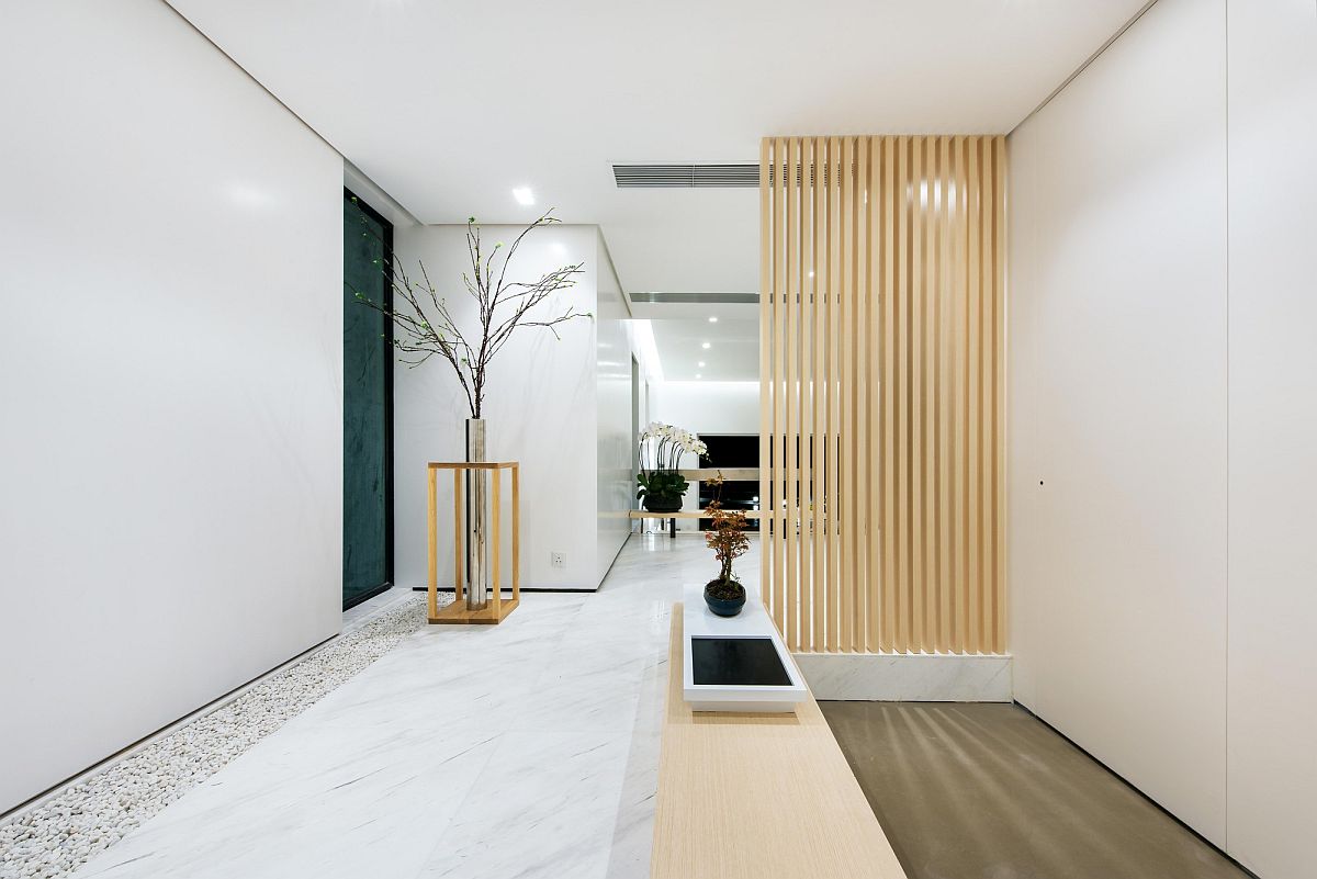 Entrance of the revamped contemporary home in Silverstrand, Hong Kong