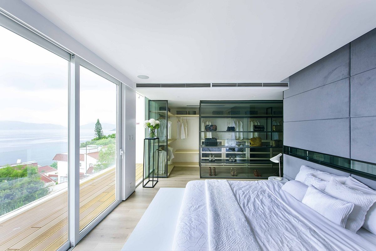 Gorgeous ocean views from the bedroom of the revamped home in Hong Kong