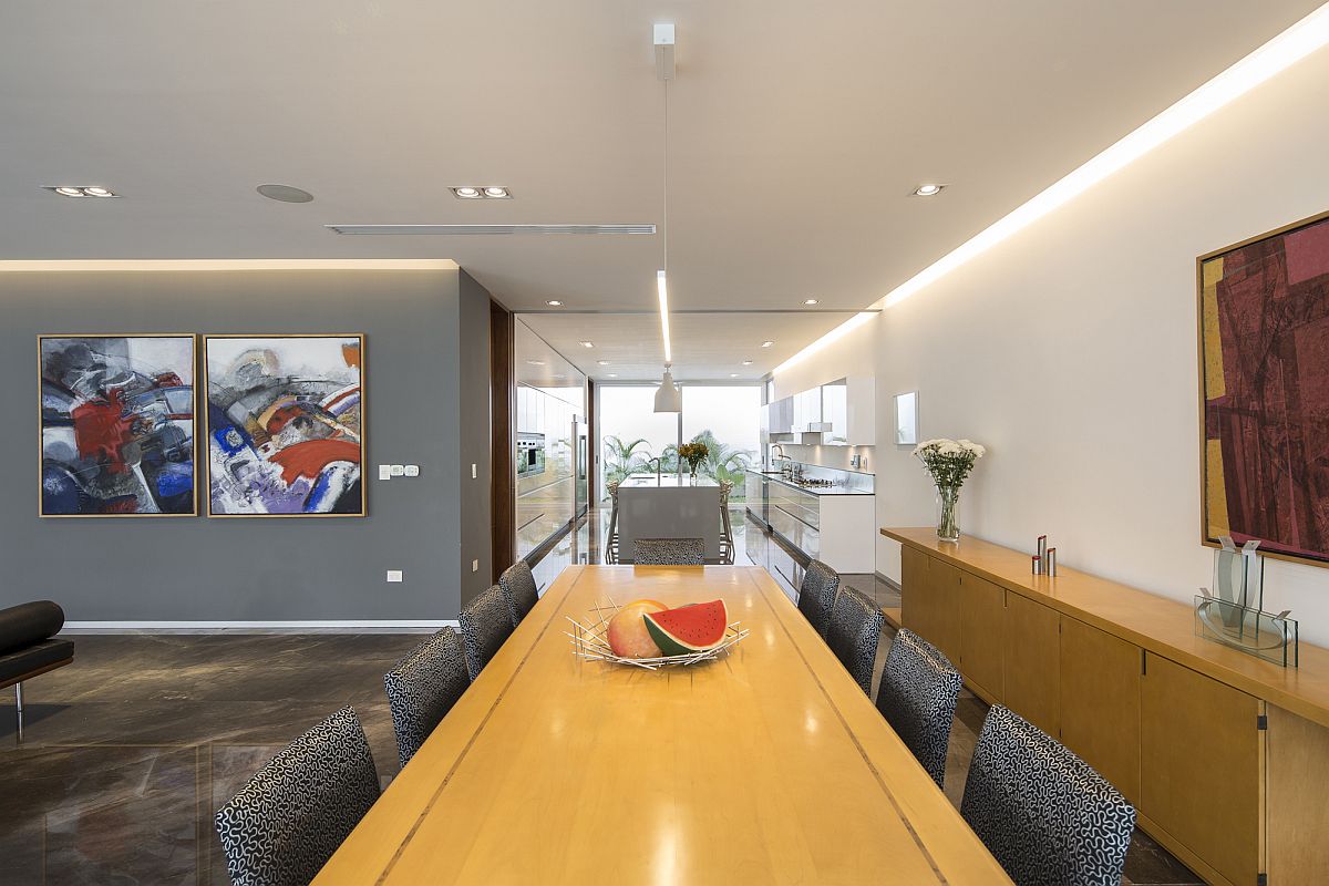 Gray and white interior of the Ancha House