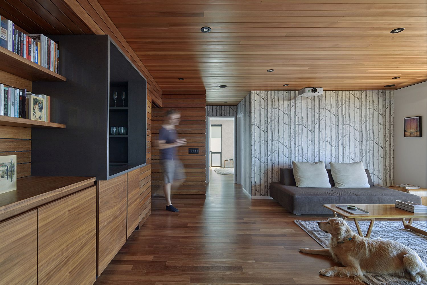 Interior-draped-in-wood-along-with-the-Woods-wallpaper