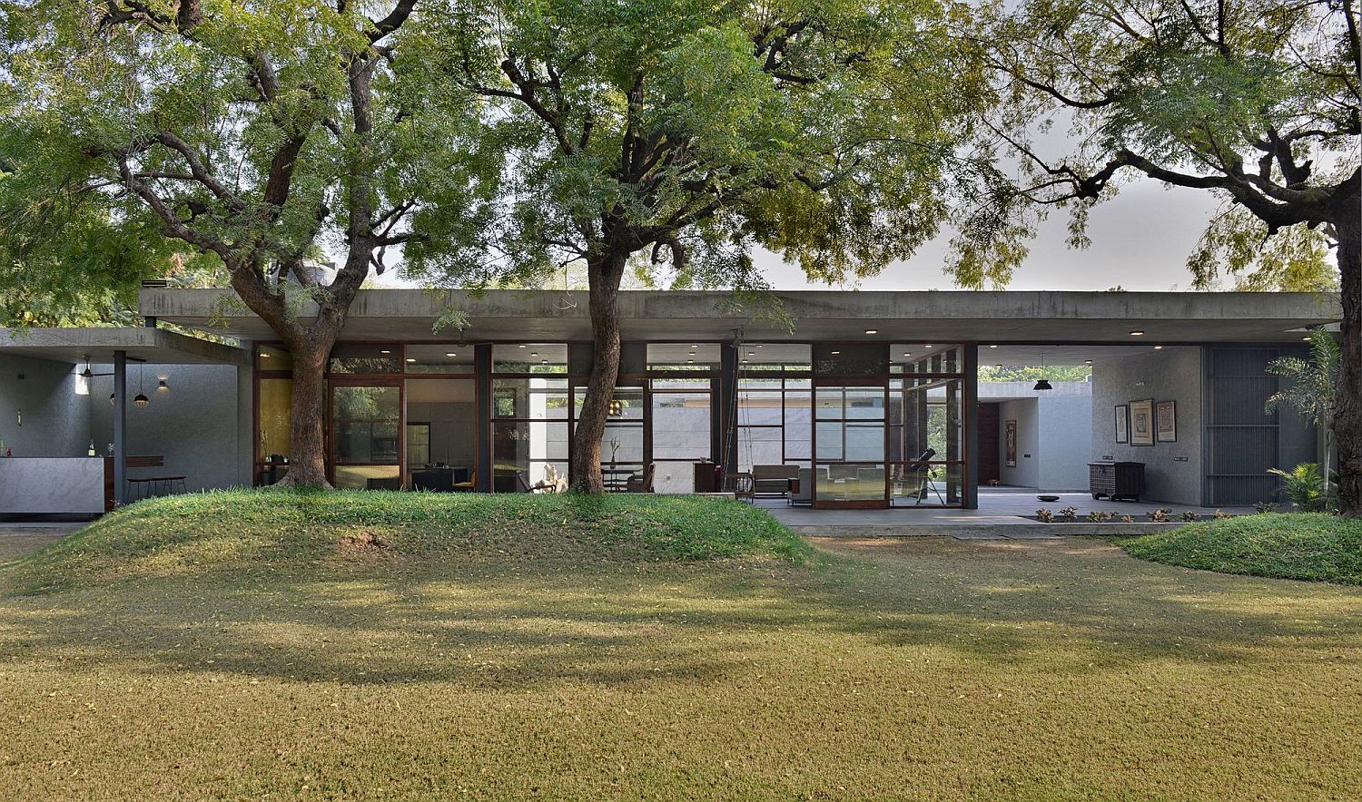 Large neem trees around the relaxing holiday home