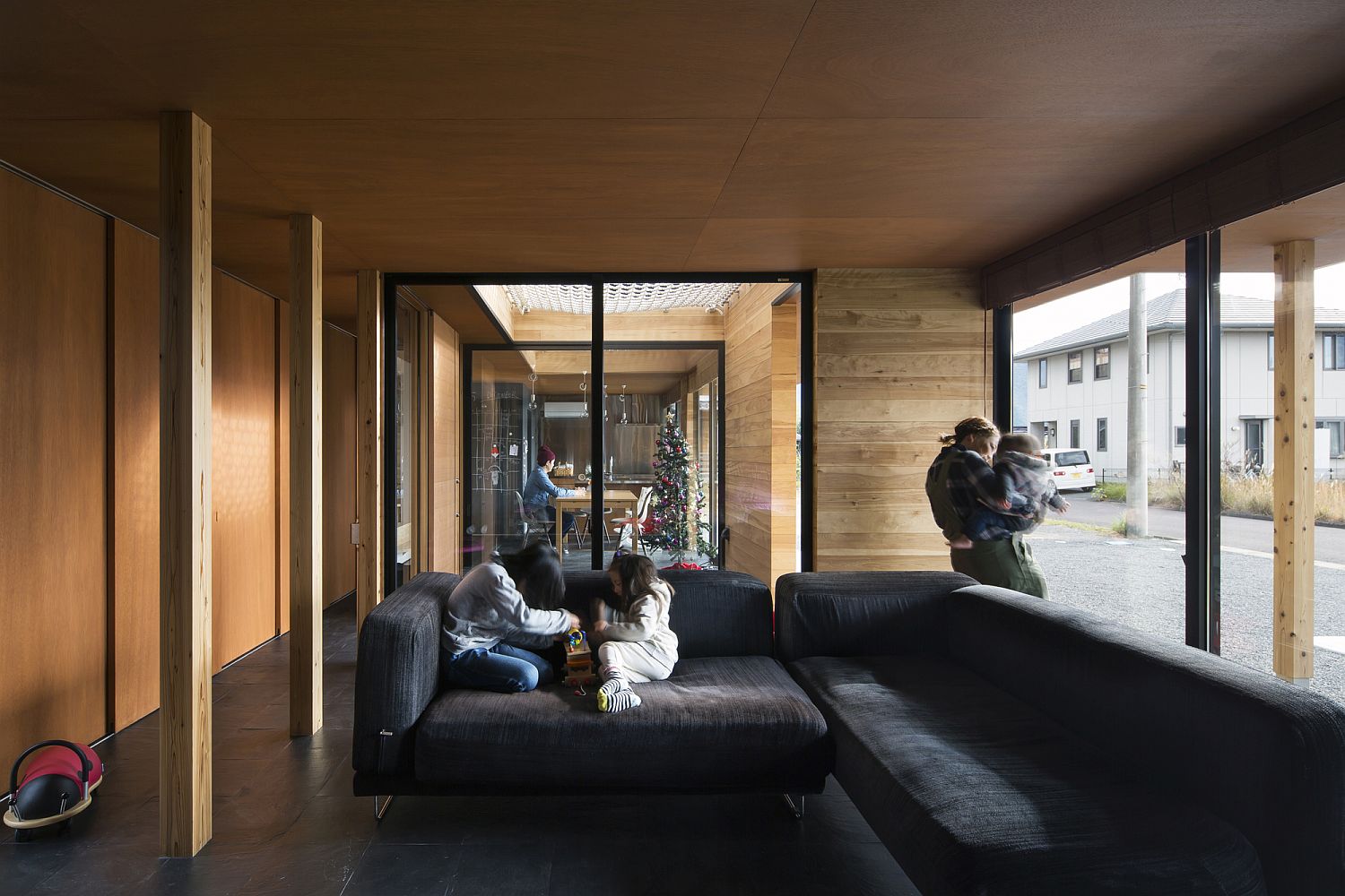 Luxurious couch inside the Japanese house