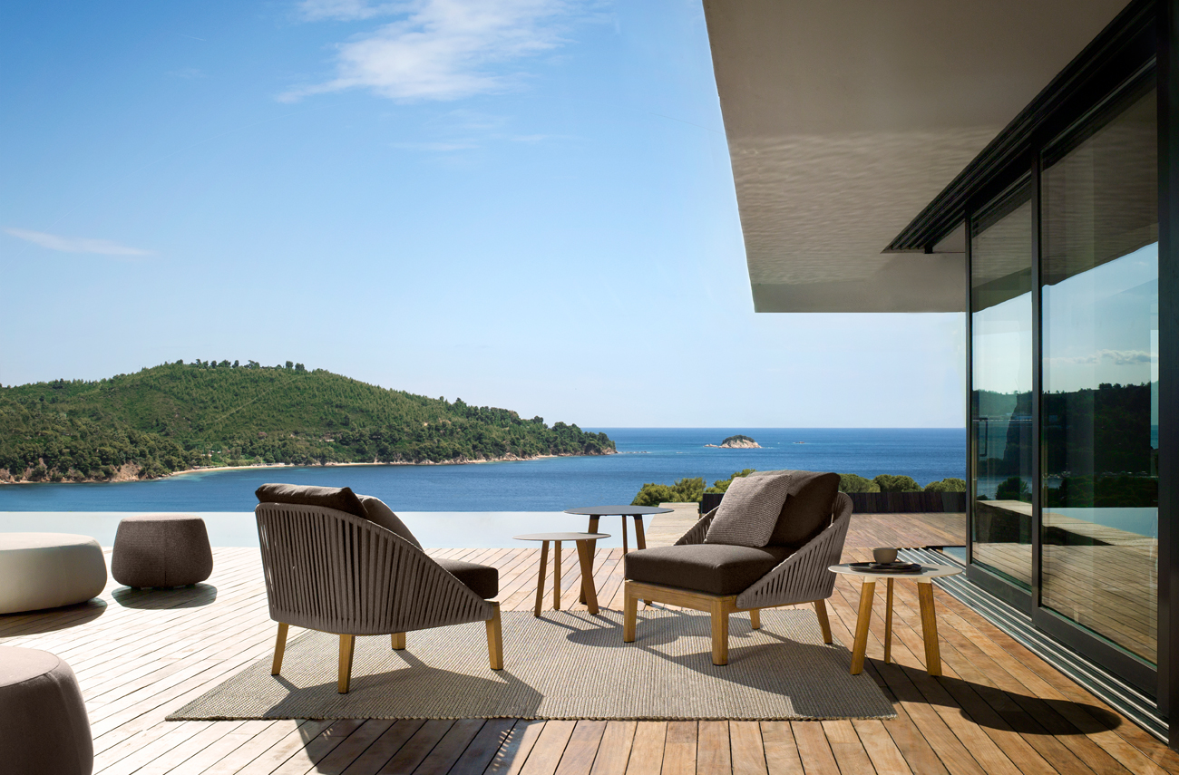 Modern outdoor armchairs and club chairs from Tribu