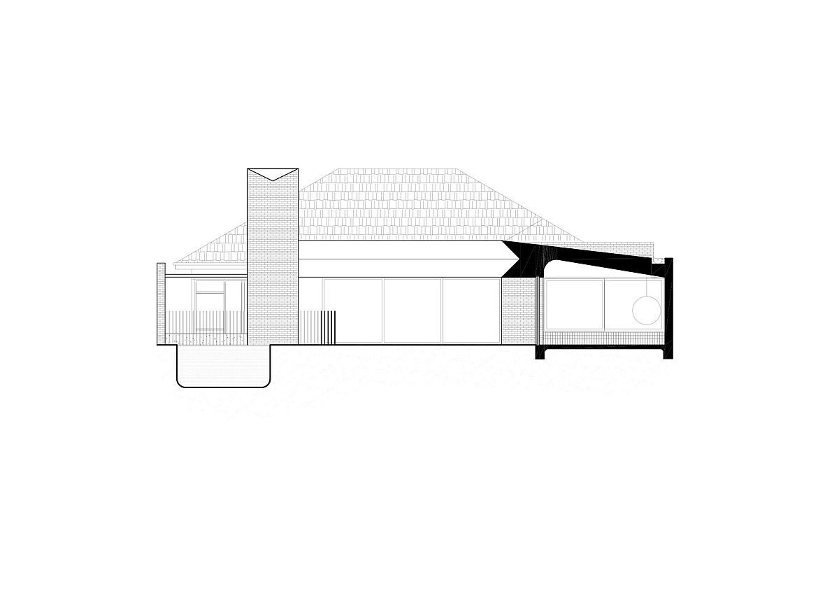 Sectional view of the revamped brick veneer house in Melbourne