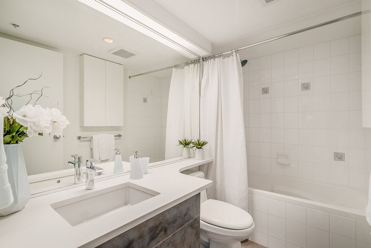 Small modern bathroom in white of the industrial loft