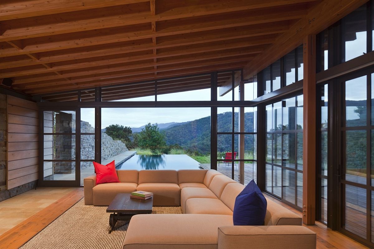 Stone, glass and timber guest house in Santa Lucia Preserve, California