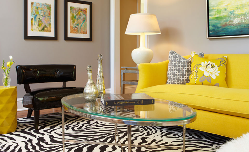 Vibrant yellow sofa that stands out