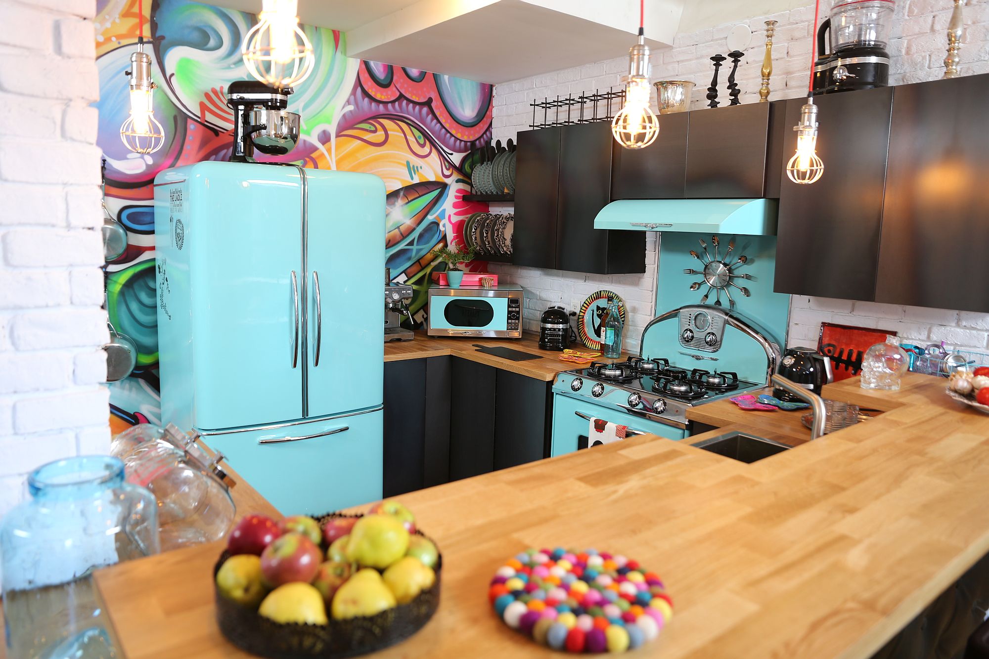 Vintage fridge in blue is a showstopper in any kitchen it adorns