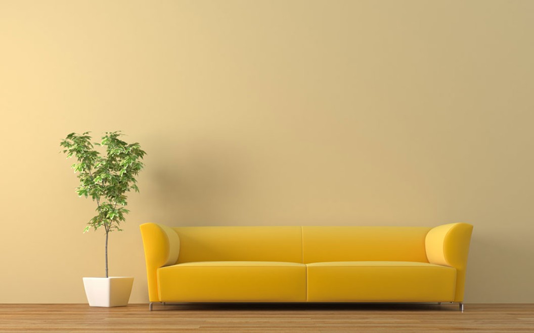 Yellow sofa as the ultimate centerpiece in a minimalist setting