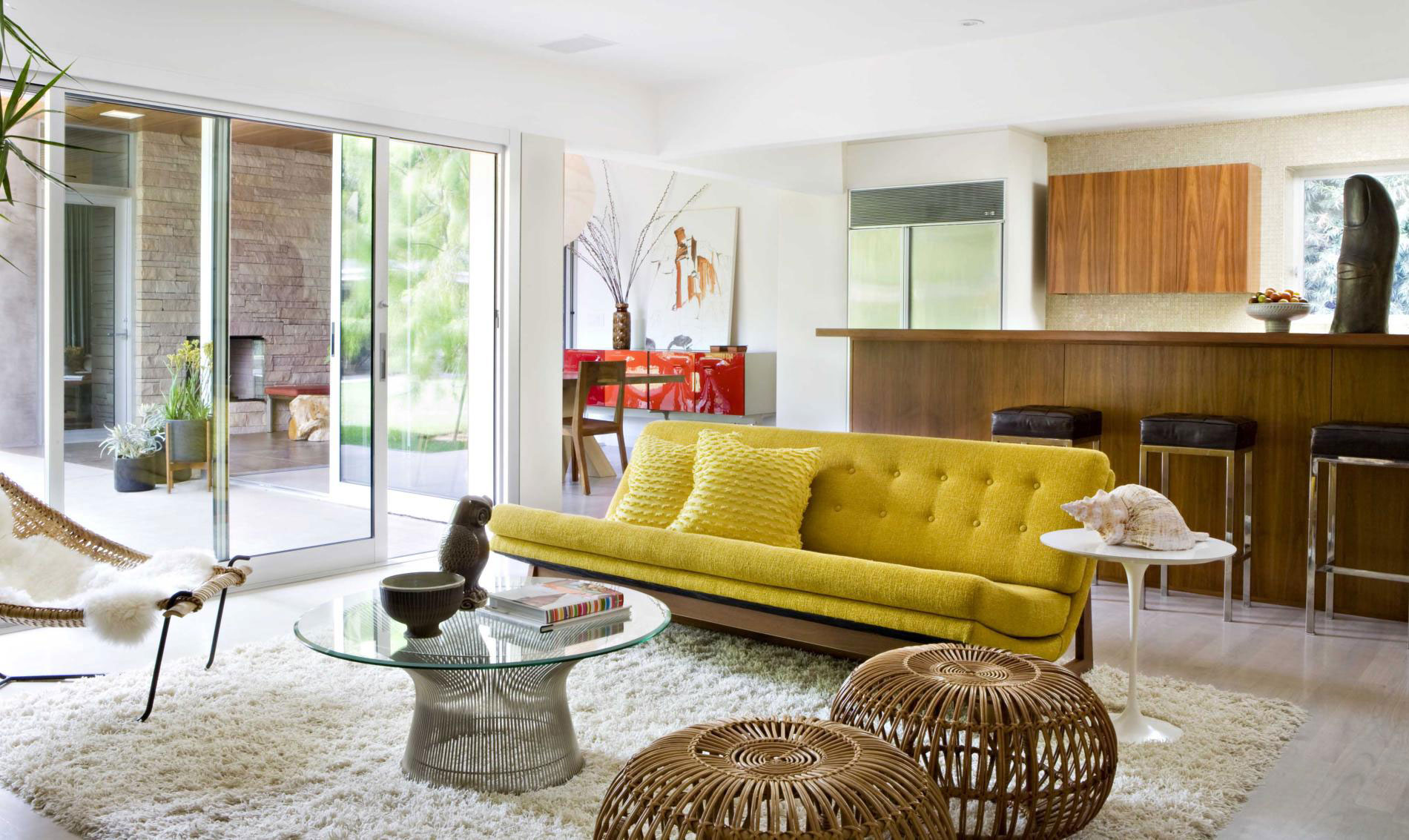 Mid Century Yellow Sofa Living Room