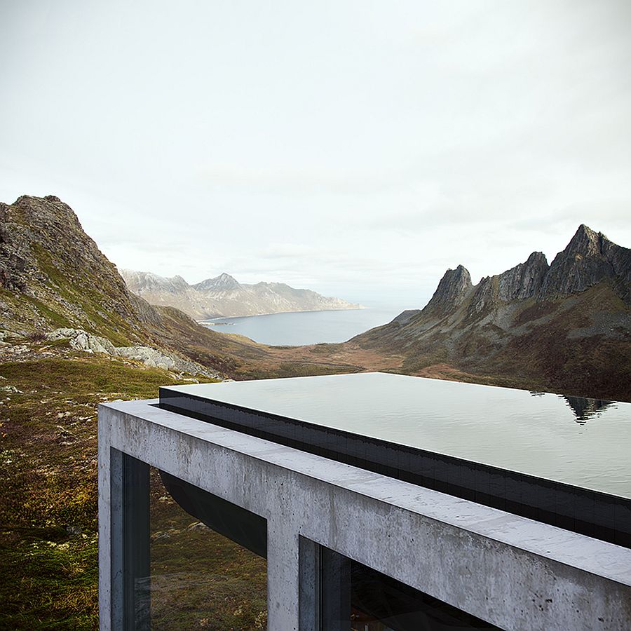 Awesome heated infinity pool on top of the off-grid house