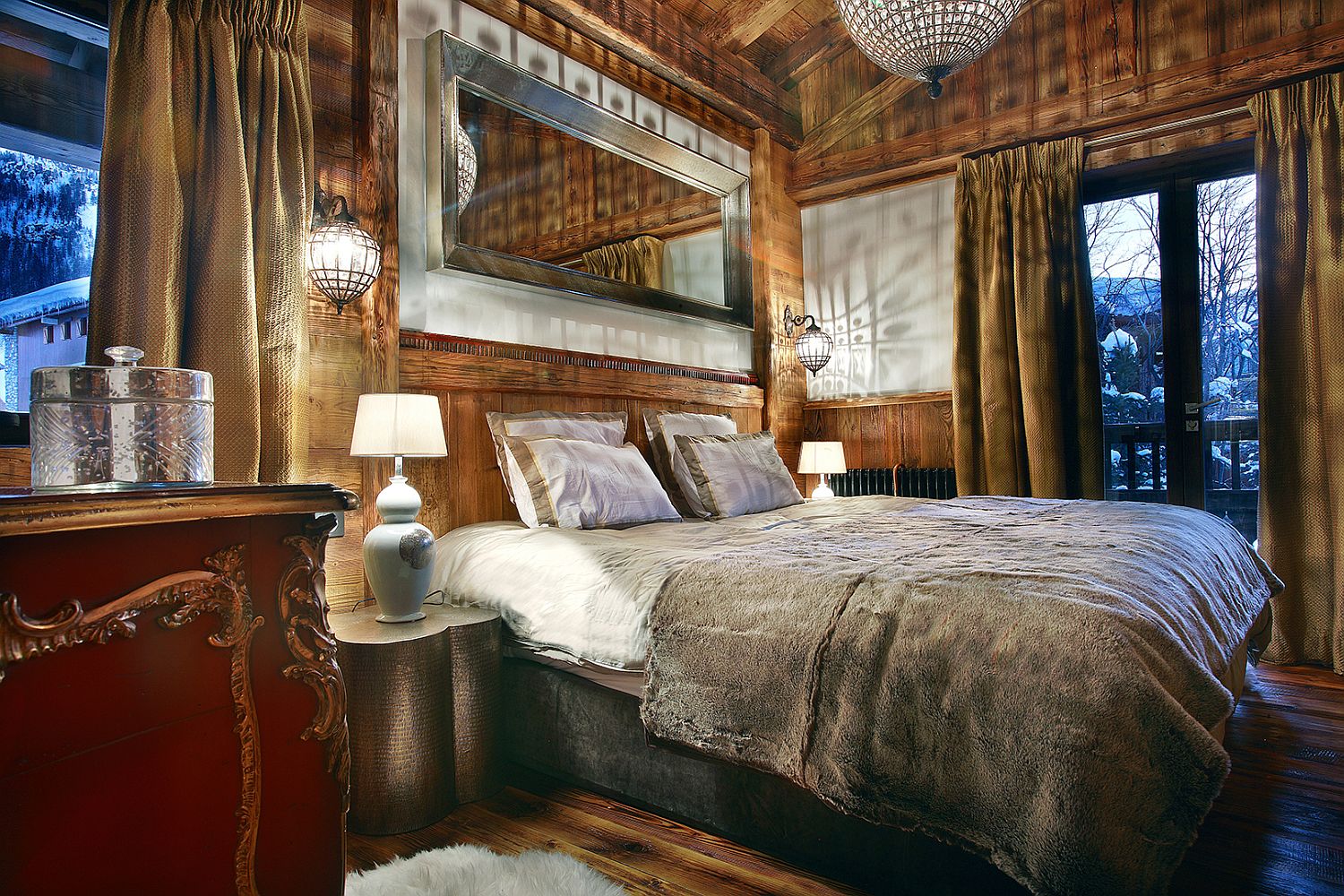 Charming bedroom at the luxury alpine chalet