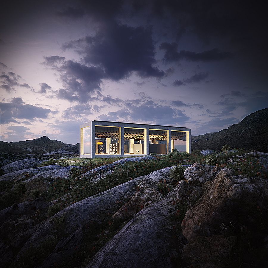 Concrete and glass exterior of the Infinity House