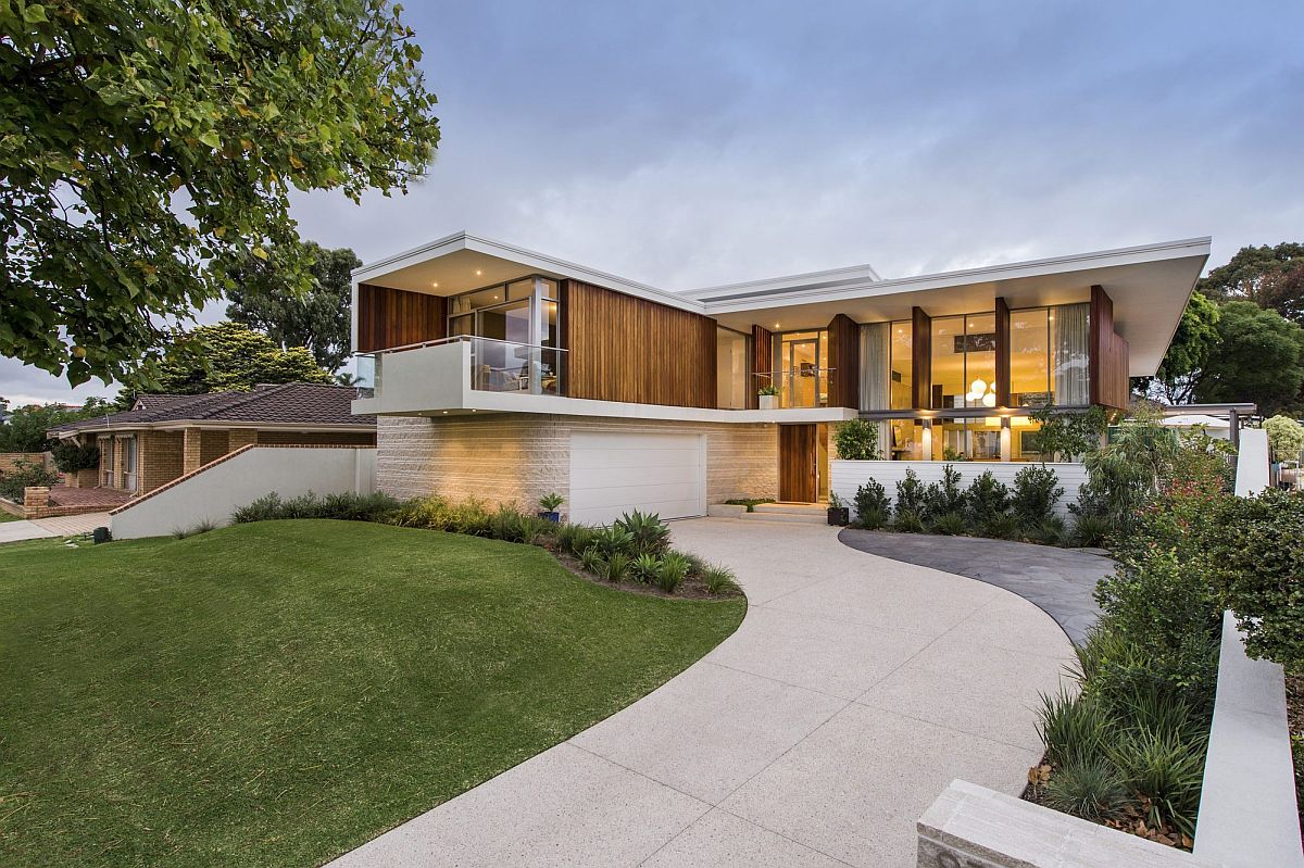 Stained Timber and Stonework Shape Mid Century Modern 