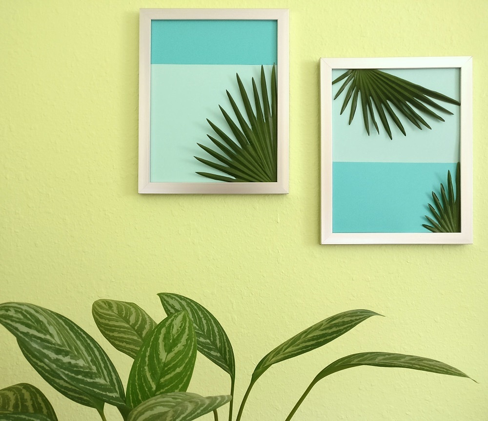 DIY tropical art with palm leaves