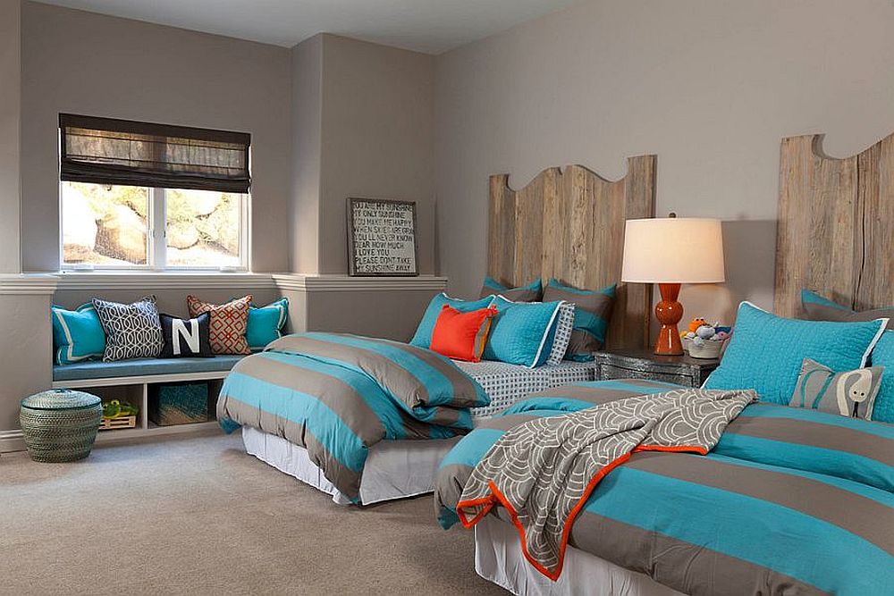 Fabulous kids' bedroom in gray and blue