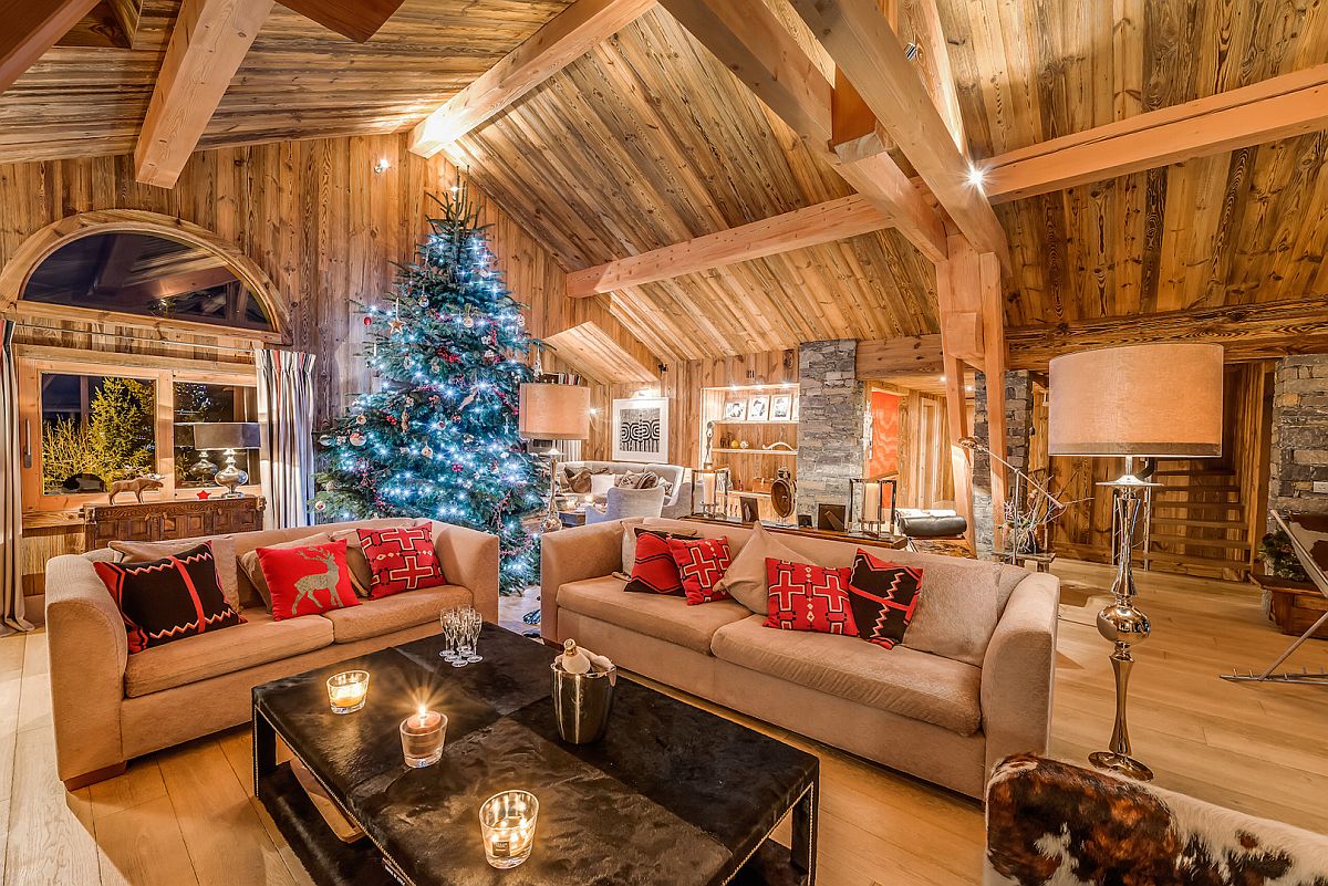 Festive interiors of France's best ski chalet