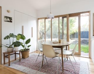 Cheerful Rear Addition to Melbourne Home in White, Timber and Copper