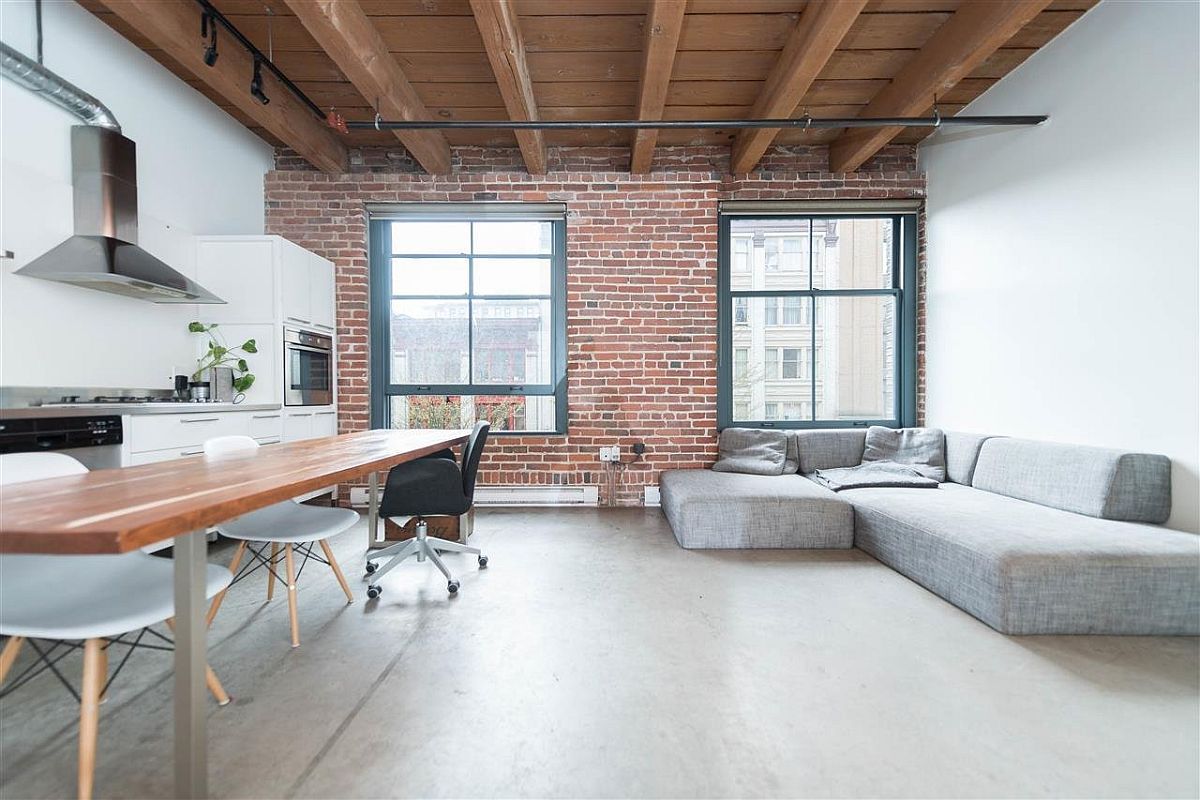Modern-Vancouver-apartment-withe-xposed-brick-wall