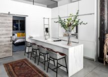 Modern-kitchen-in-white-with-bedroom-next-to-it-and-a-sliding-barn-door-217x155